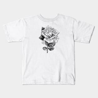 Rose Flower Black and White Illustration Kids T-Shirt